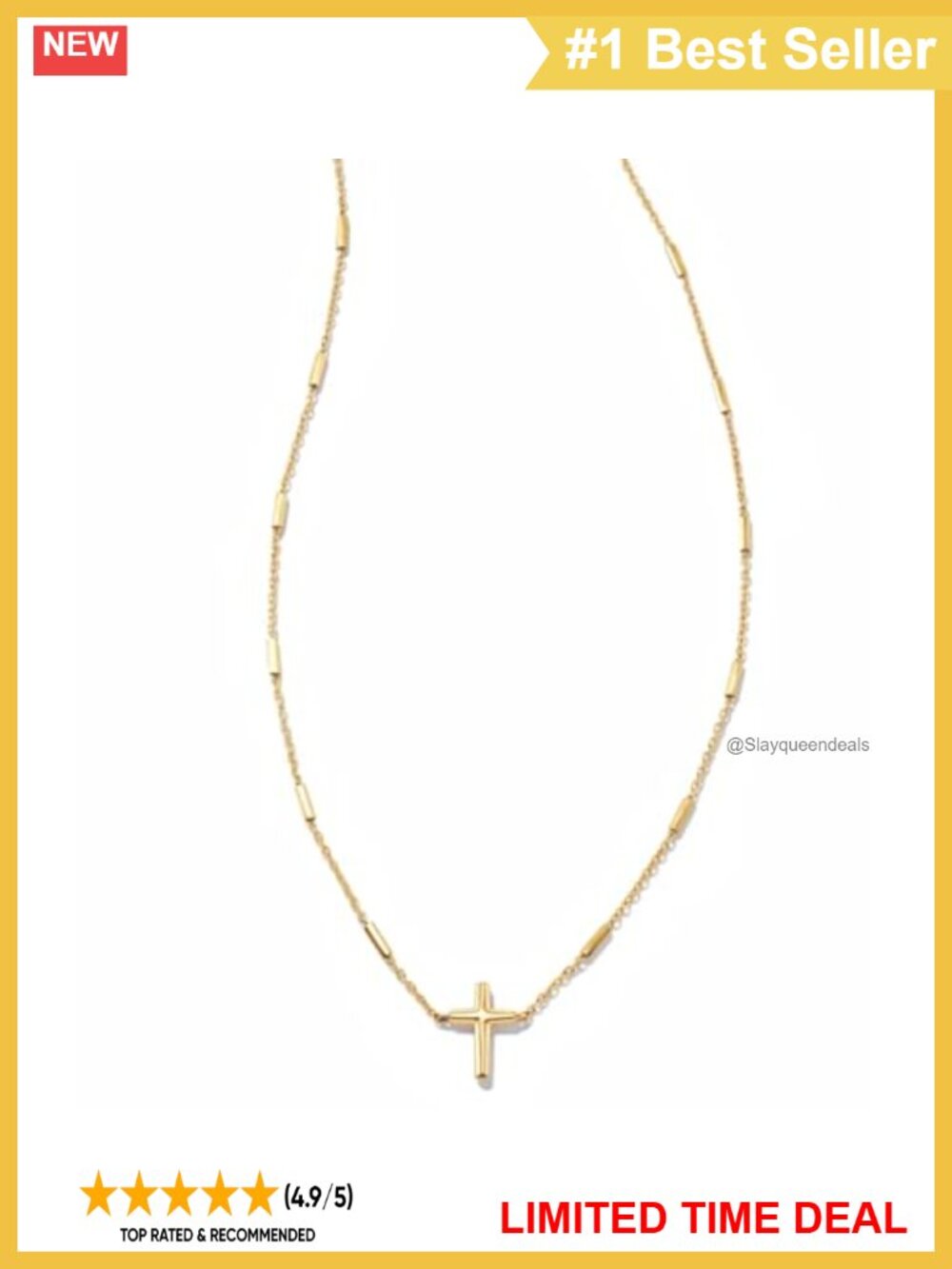 Delicate Cross Pendant Necklace 14 Gold Cable Chain Lobster Clasp Fine Jewelry